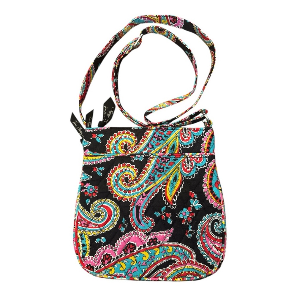 Vera Bradley Parisian Paisley Print Small Crossbody Bag Black Pink Blue